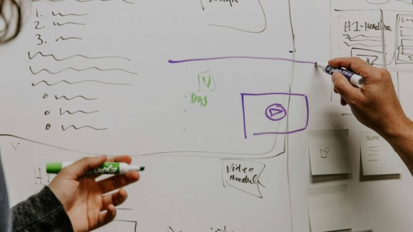 People penning ideras on a storyboard, by Kaleidico on Unsplash